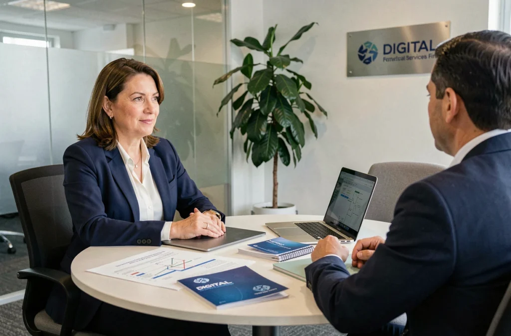 Consultante digitale de La Française du Numérique accompagnant un chef d'entreprise dans sa transformation numérique autour de documents de stratégie