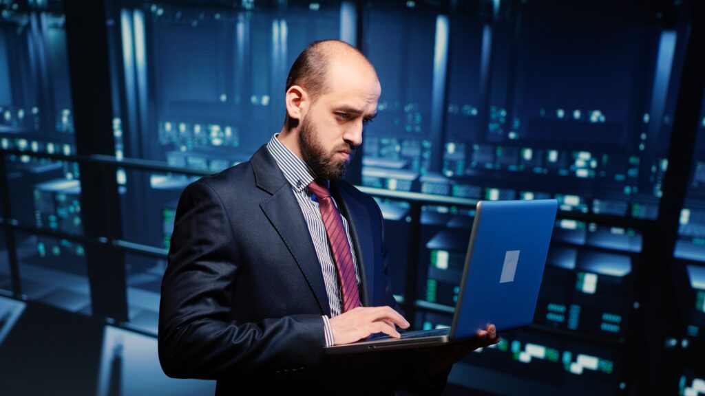 Server technician specialist activating hardware server system